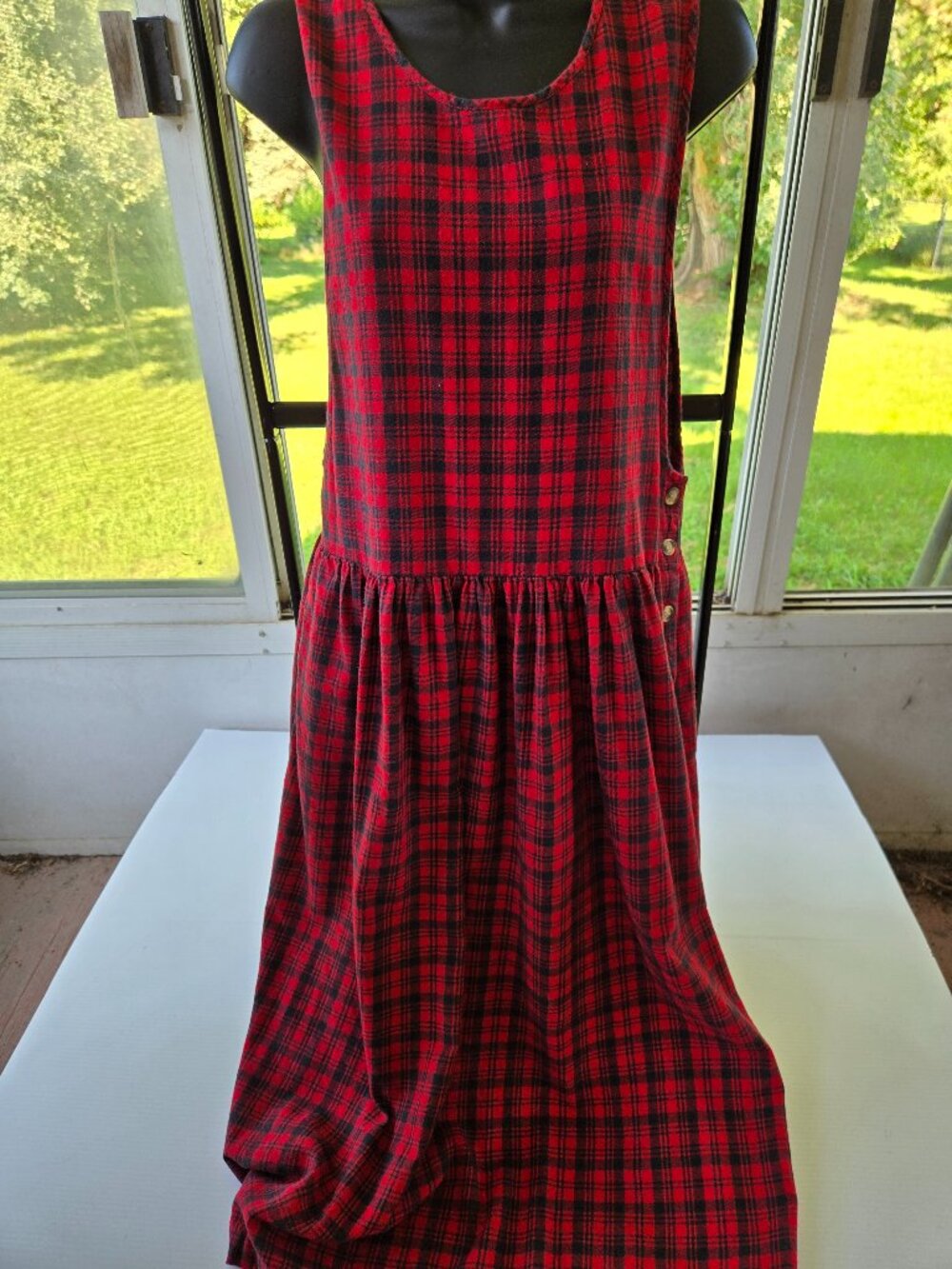 Eddie Bauer Plaid Flannel Jumper Dress sz M